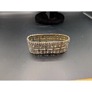 Silver Tone Crystal Rhinestone Stretch Bracelet